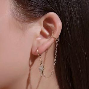 3/$30 Gold Star Burst Chain Ear Cuff